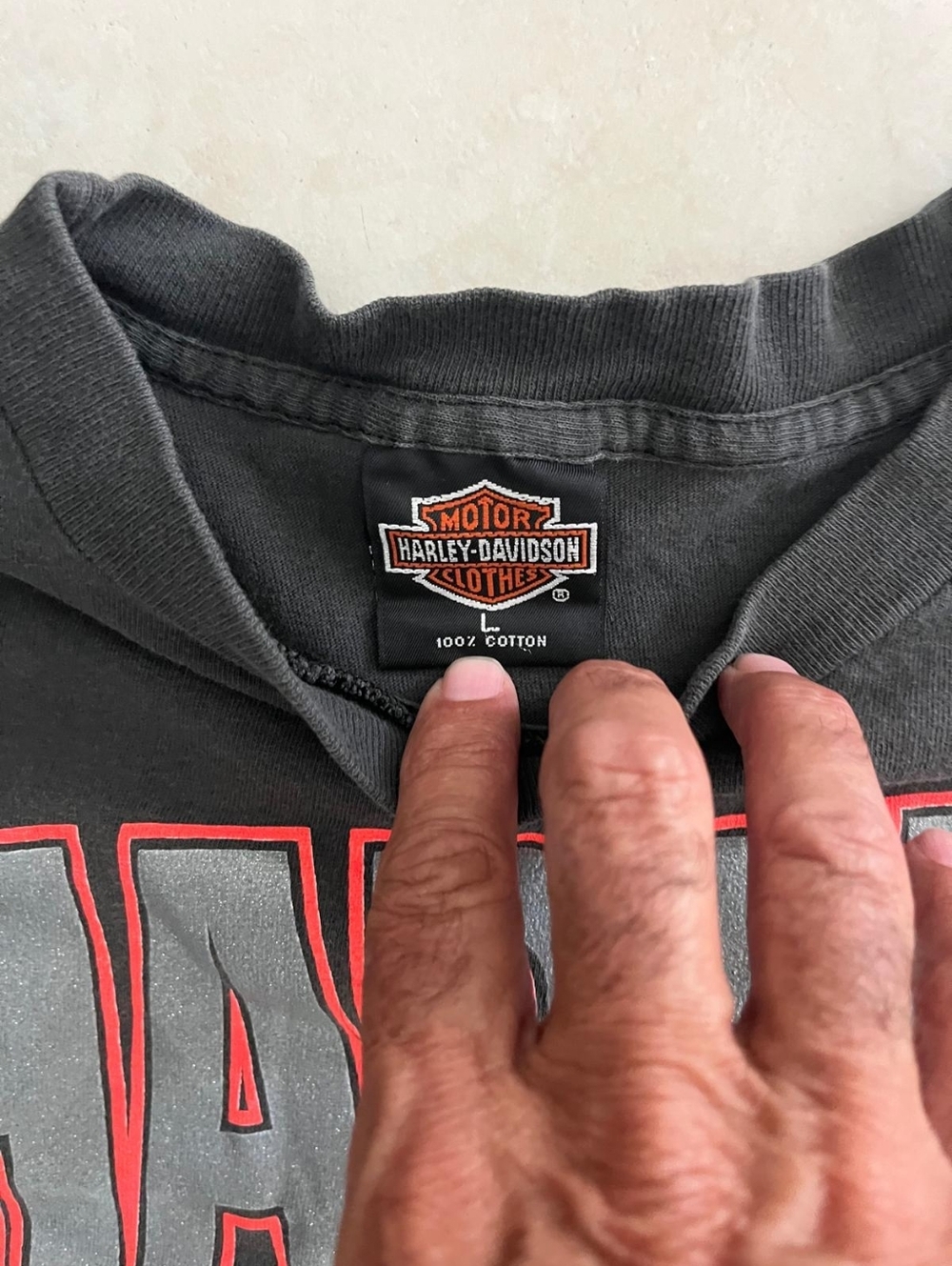 Harley‑Davidson Black Vintage Crewneck T-Shirt Red Accents, Used